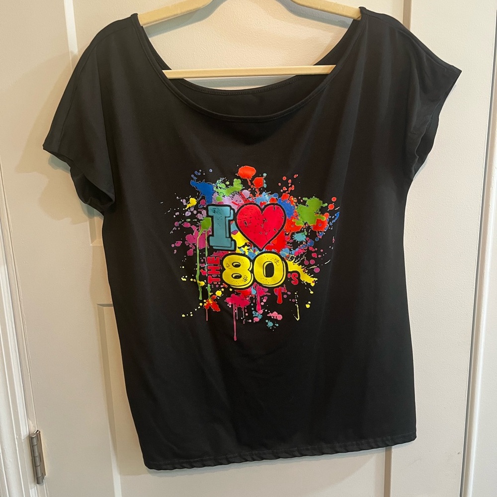 Black Colorful I love the 80’s Graphic Tee
